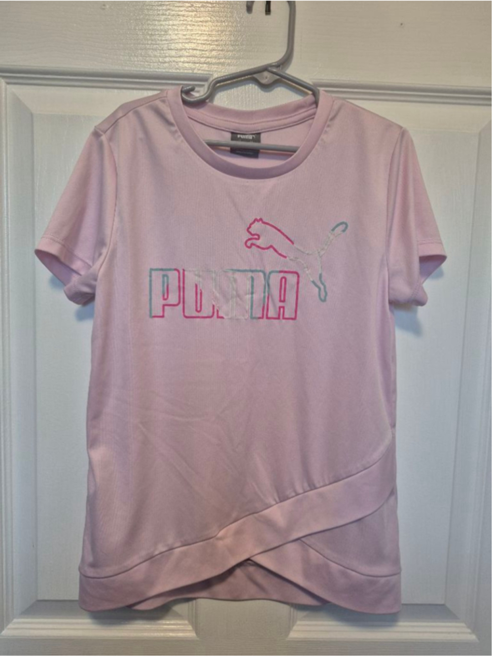 Girls Puma Pink & Blue Short Sleeve Tee M